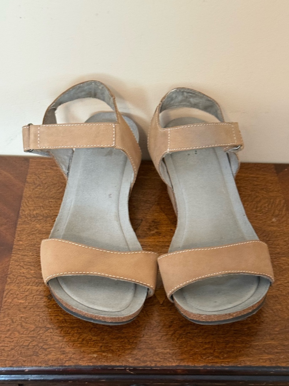 Women's Tan Open-Toe Velcro Strap Sandals